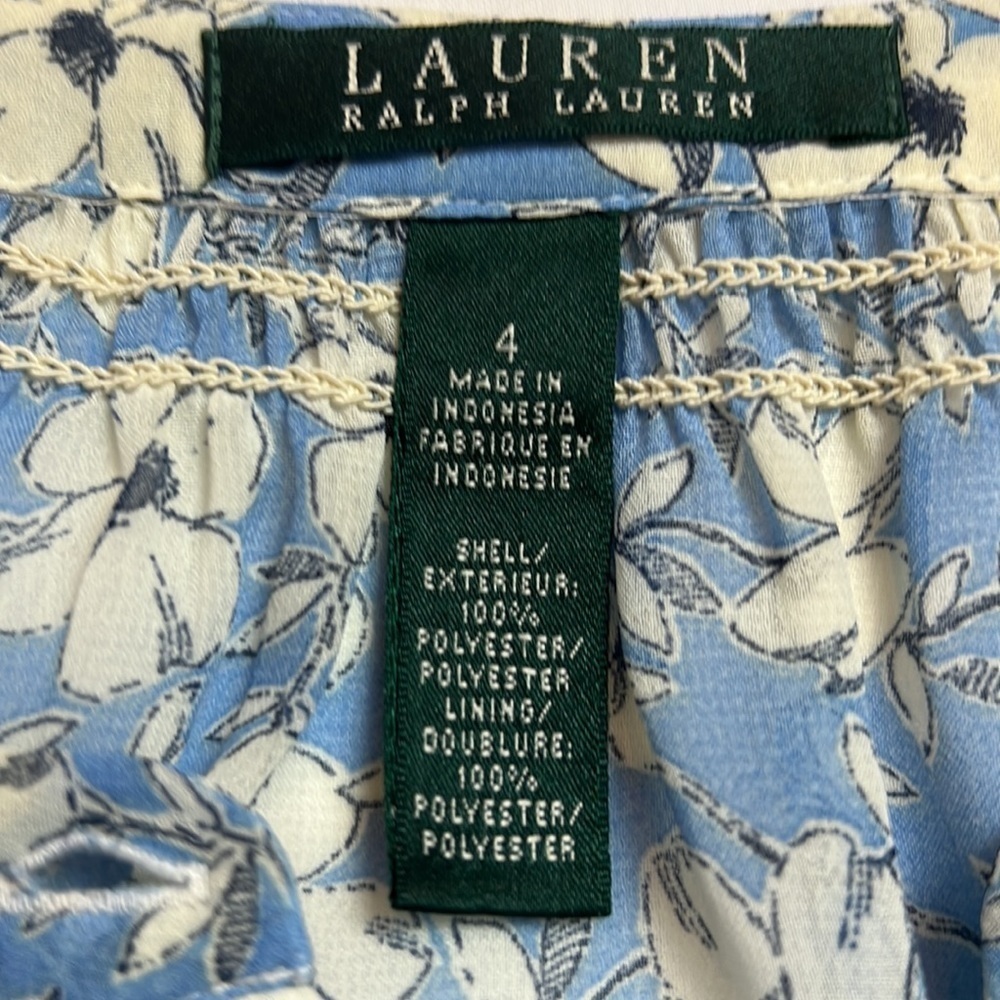 Lauren Ralph Lauren Lined fit & flare drop waist Blue floral dress Size 4 - Picture 10 of 14